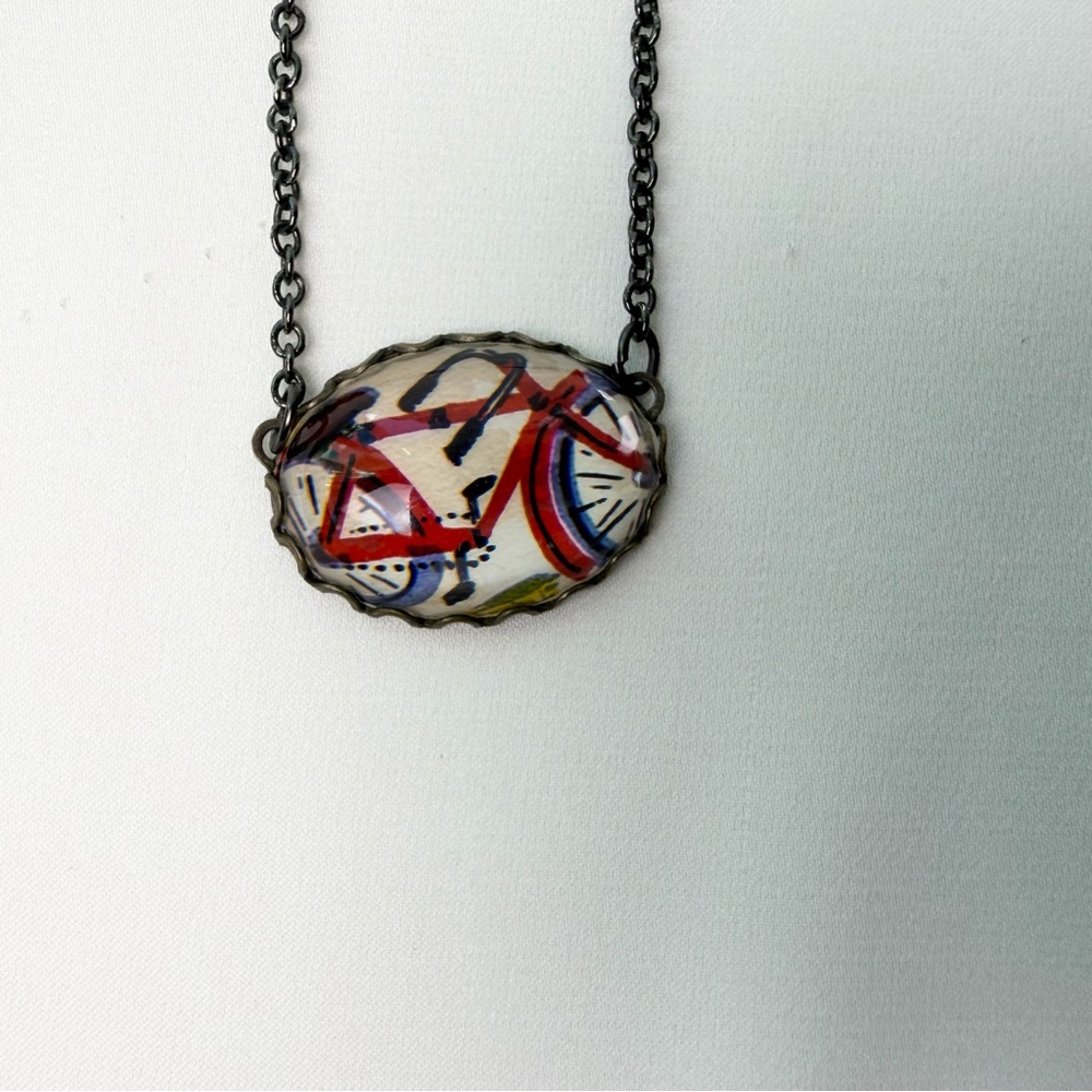 Vintage Modern Bicycle Pendant Necklace by the Weekend Store